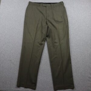Axist Pants Mens 36x32 Dress Slacks Suit Business Formal Flat Front Brown Plaid